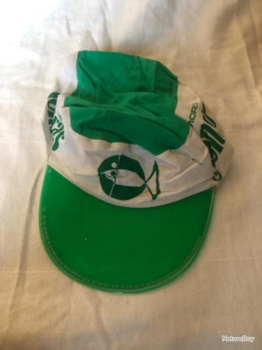 1 Casquette Sensas Blanc Vert Visière Plastique Pêche Occasion Collection