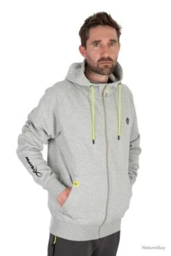SWEAT MATRIX BLACK EDITION FULL ZIP HOODY GRIS CLAIR/LIME M
